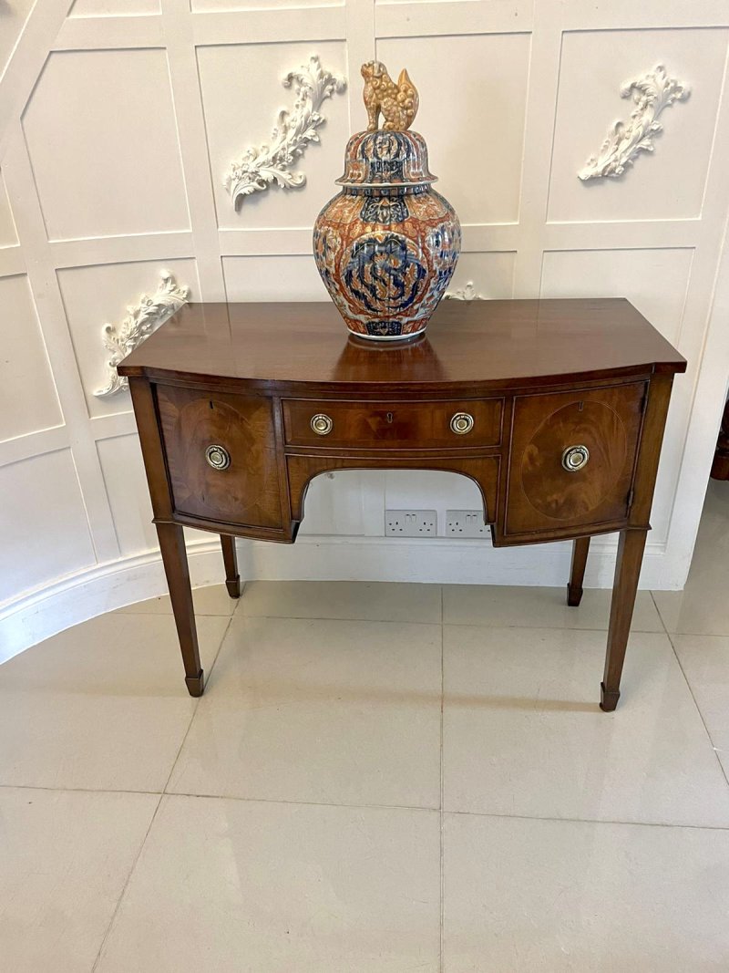 Small Antique Victorian Quality Mahogany Bow Fronted Sideboard - Image 3